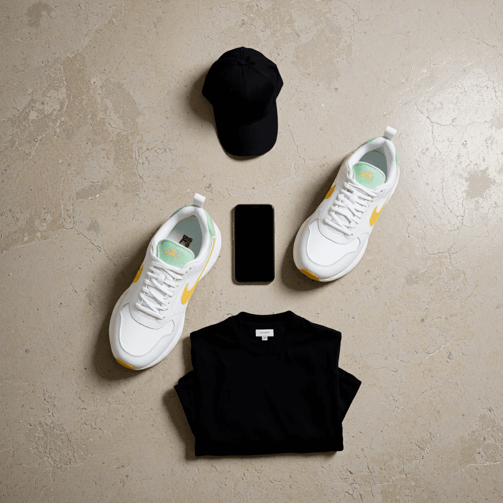 product photography of a pair of athletic shoes designed for performance and style