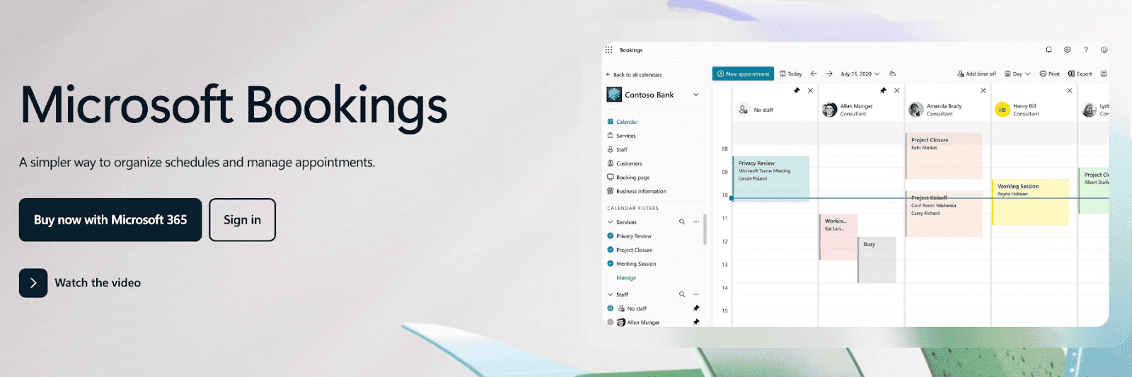Microsoft Bookings homepage