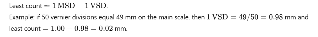 Calculating least count for a vernier scale