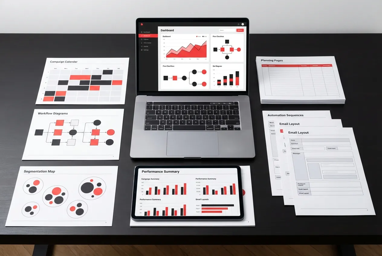 RockN' Socials Digital Marketing Agency laptop setup with analytics charts.