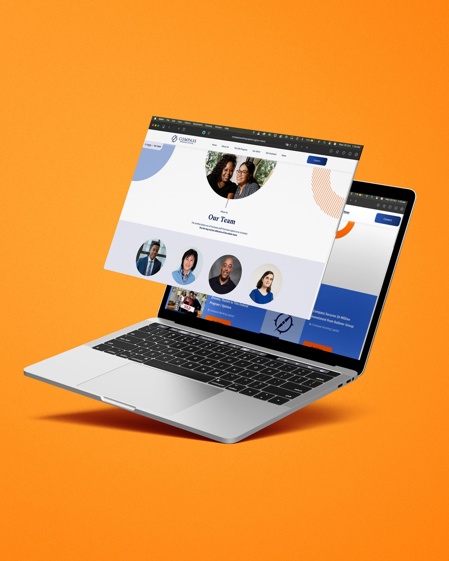 Laptop displaying Creative Cycle UX/UI and prototyping work.