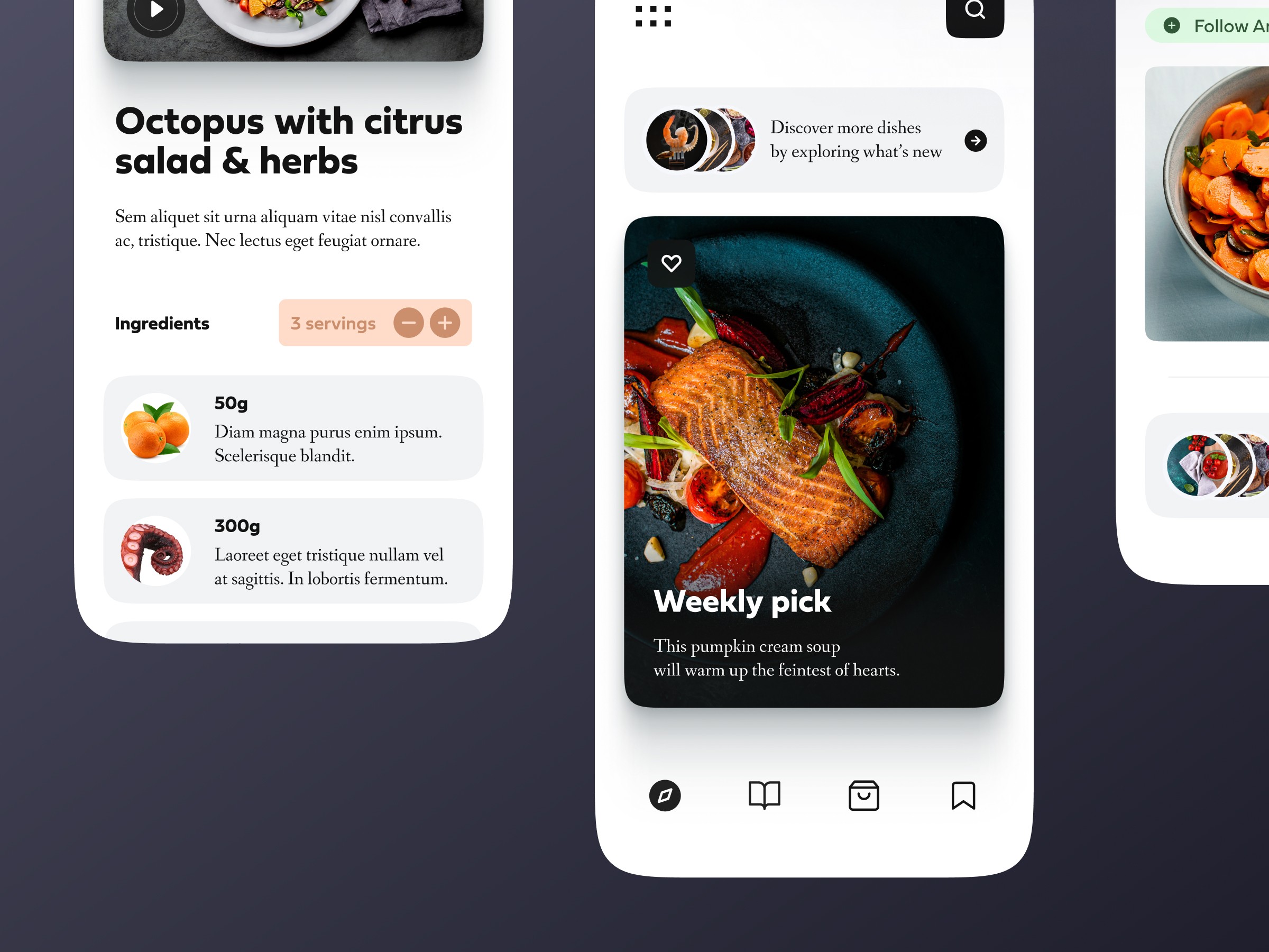 mobile app ui for restaurant and recipes figma free