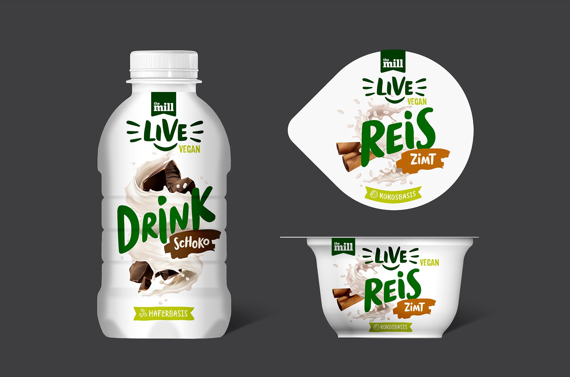 Label Design für eine vegane Food Linie – modernes Verpackungskonzept mit klarer Typografie und natürlicher Farbwelt
