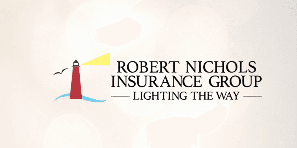 the logo of Robert Nichols Insurance Group, featuring a lighthouse and the tagline "Lighting the Way."