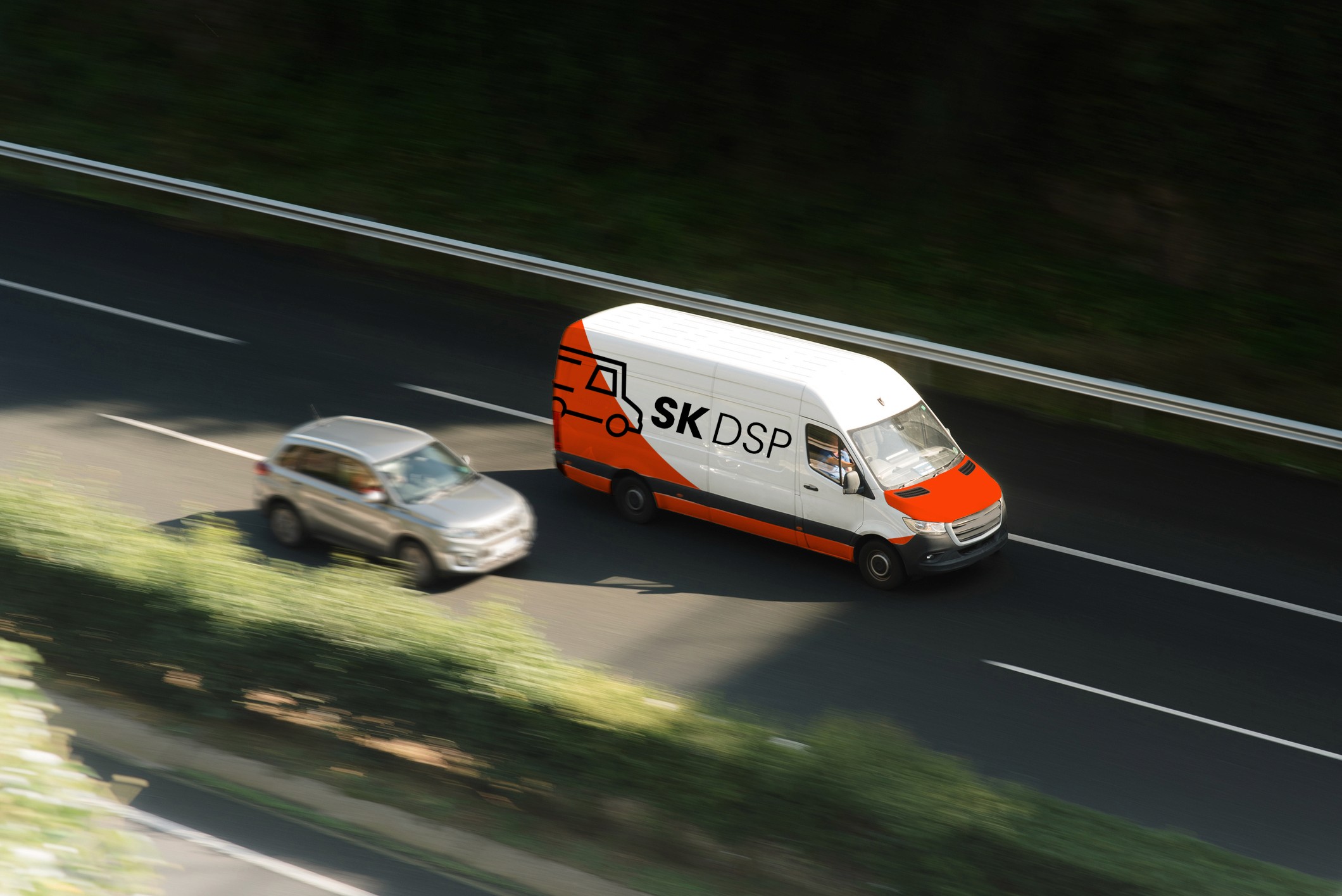 View SK DSP delivery van driving locally.