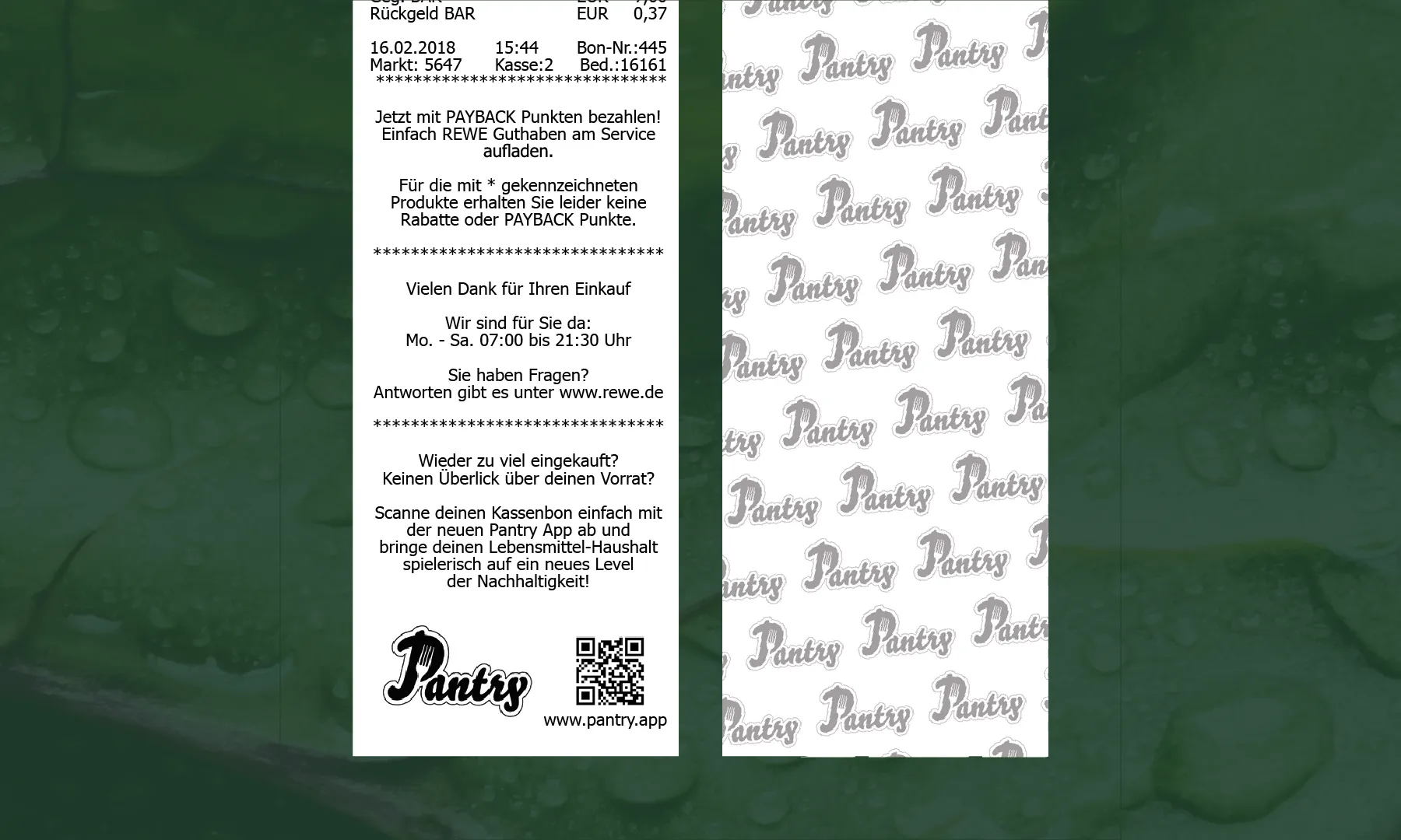 Pantry Rechnung 