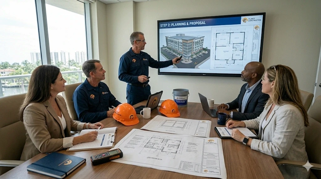 Commercial construction planning blueprints proposal Fort Lauderdale Planet Construction Step 2