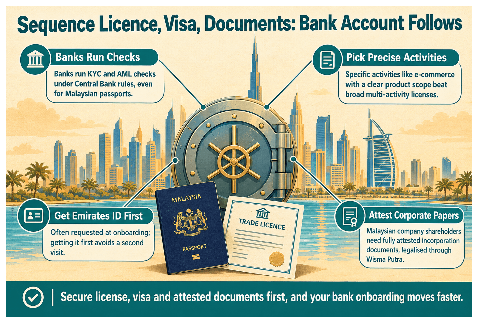 Infographic: Opening a UAE Corporate Bank Account as a Malaysian Entrepreneur