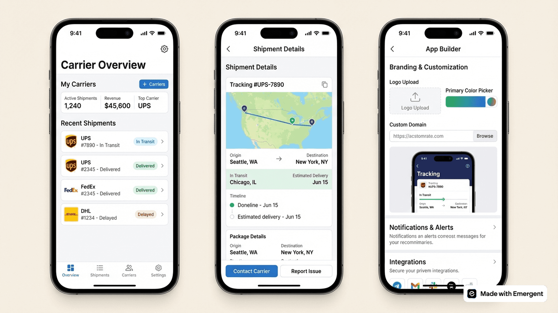 Logistics Carrier Tracking App Made With Emergent