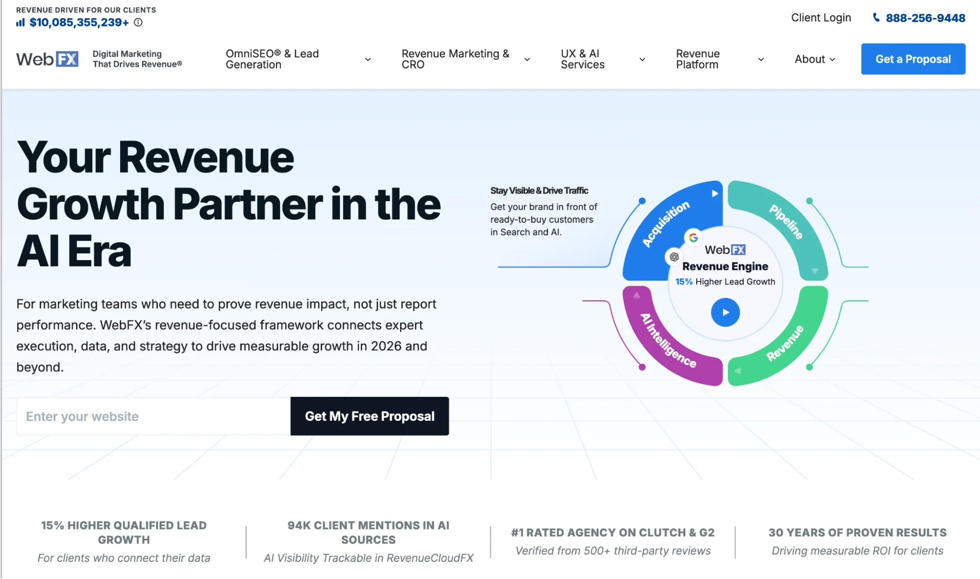 WebFX homepage: digital marketing and lead generation agency