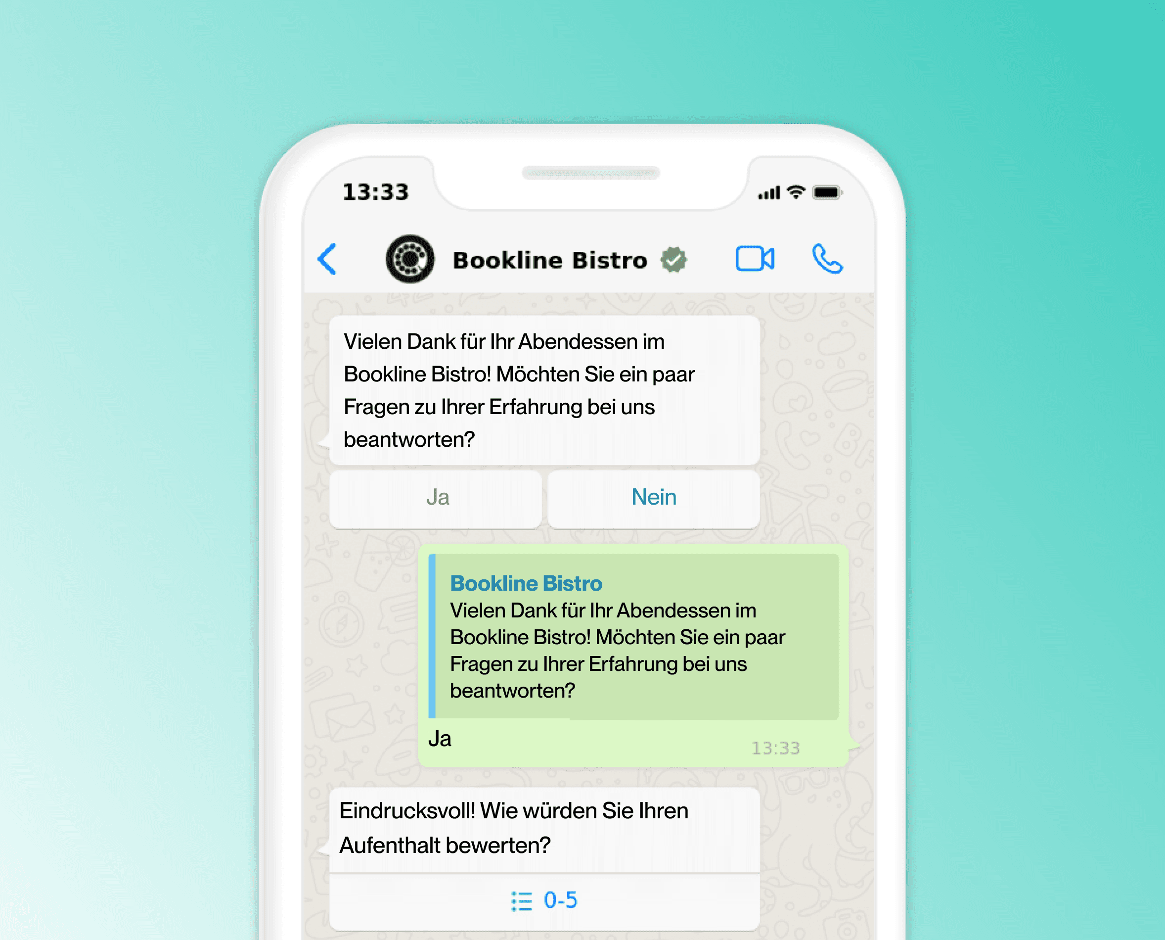 WhatsApp conversation with restaurant