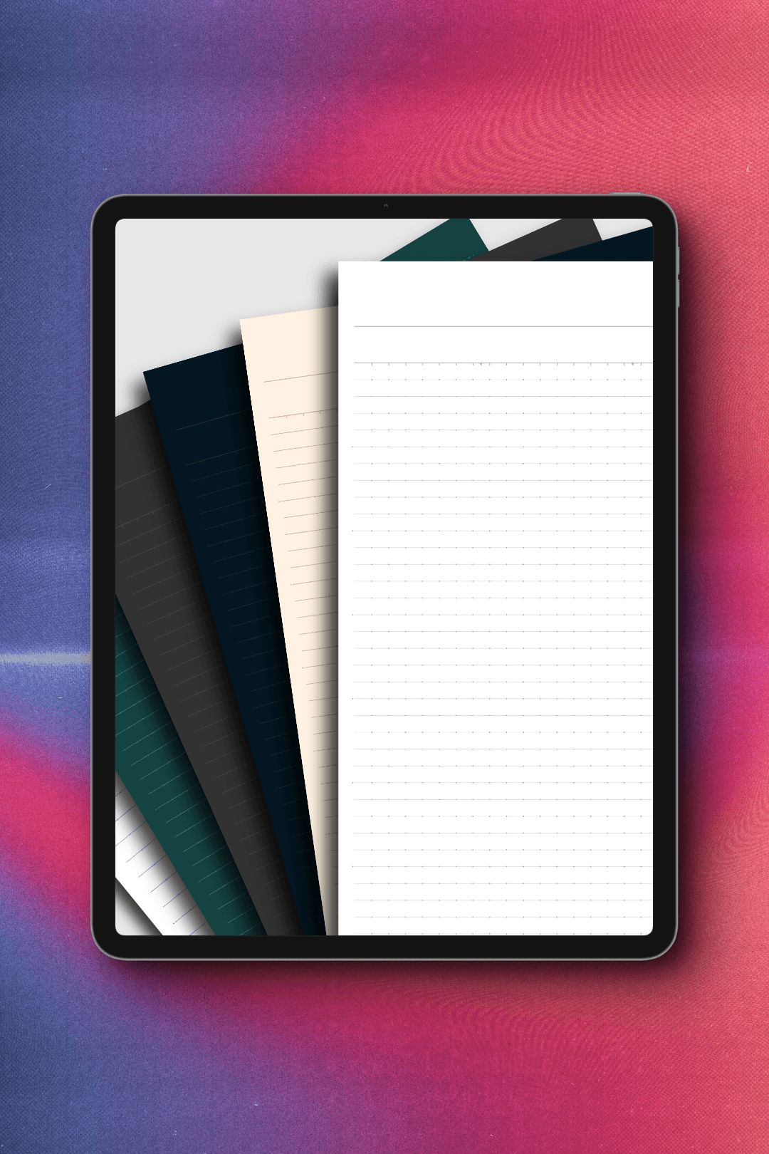 iPad with preview of templates from Essentials (Dotted Ruled Edition) collection