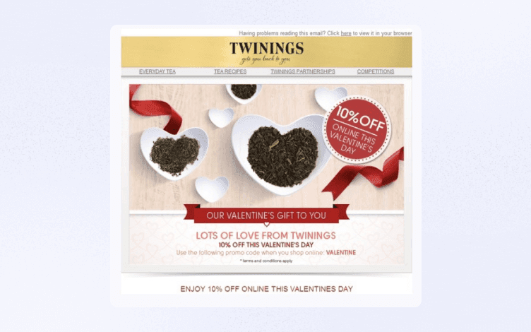 Newsletter design best practices from Twinings