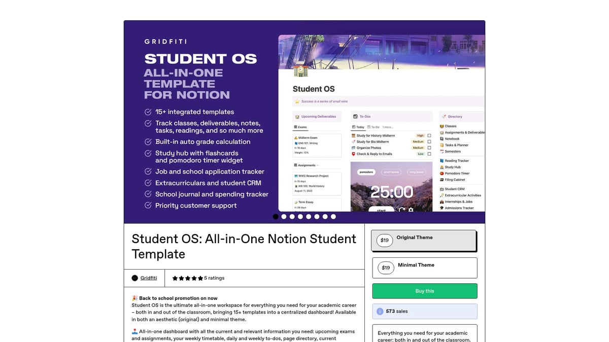 Top 10 Notion Templates for Students to Boost Productivity 2026 - Student OS: All-in-One Notion Student Template