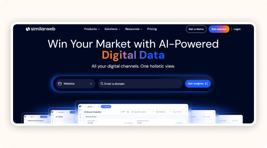 page d’accueil de SimilarWeb