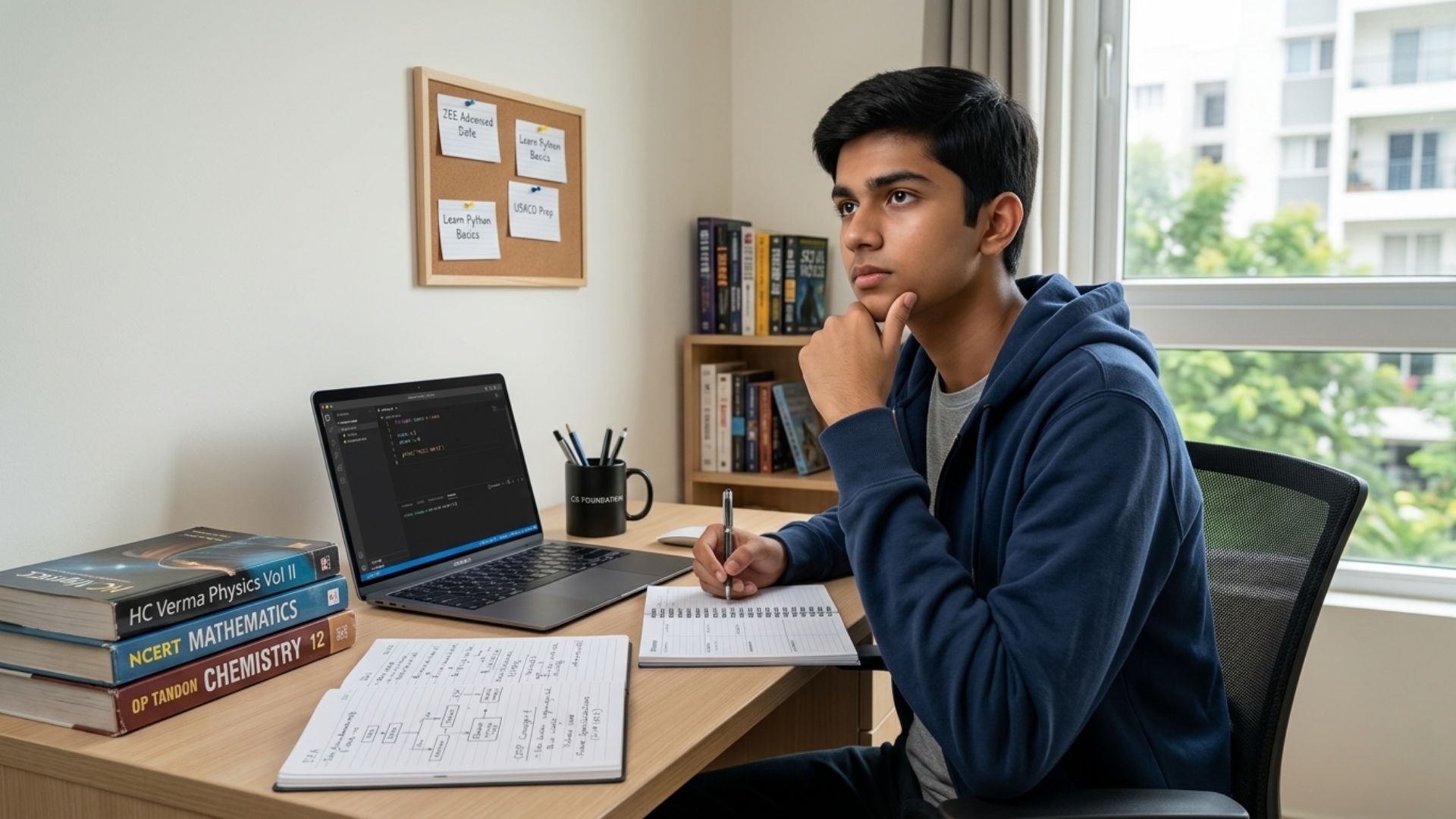 Student planning preparation strategy at study desk for top engineering entrance exams in India beyond JEE