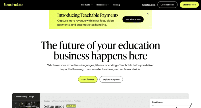 teachable homepage