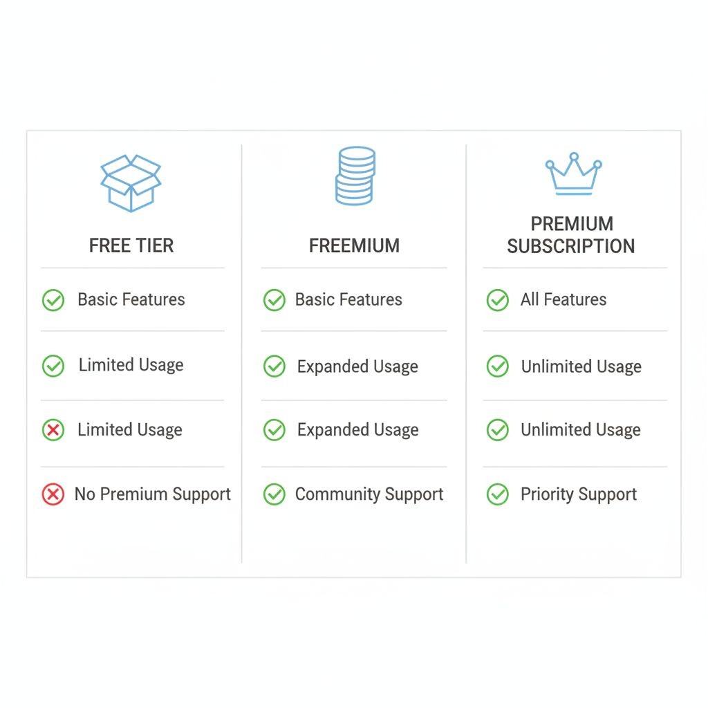 Diagram comparing free versus premium workout app pricing models