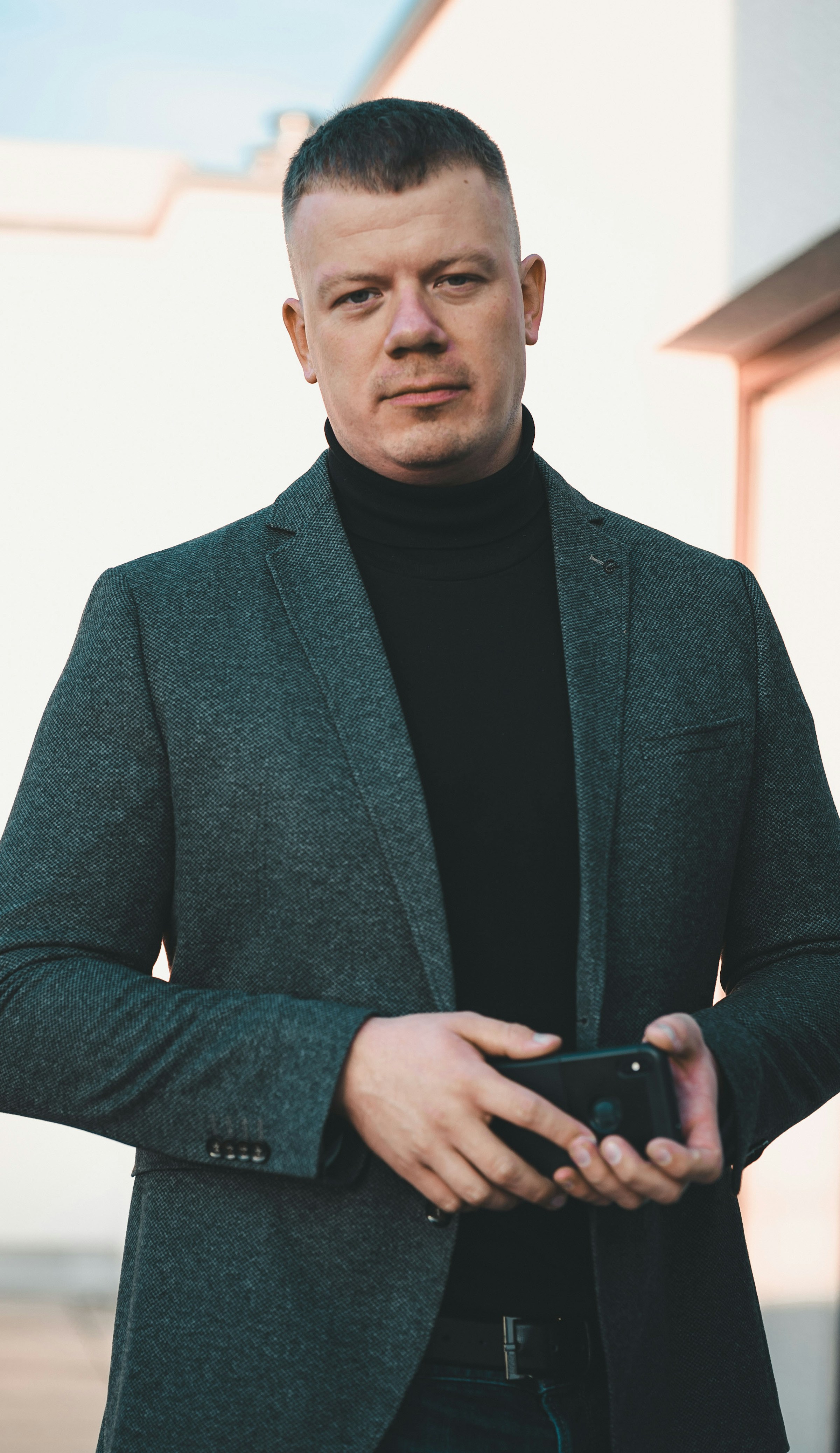 Circular portrait with blazer