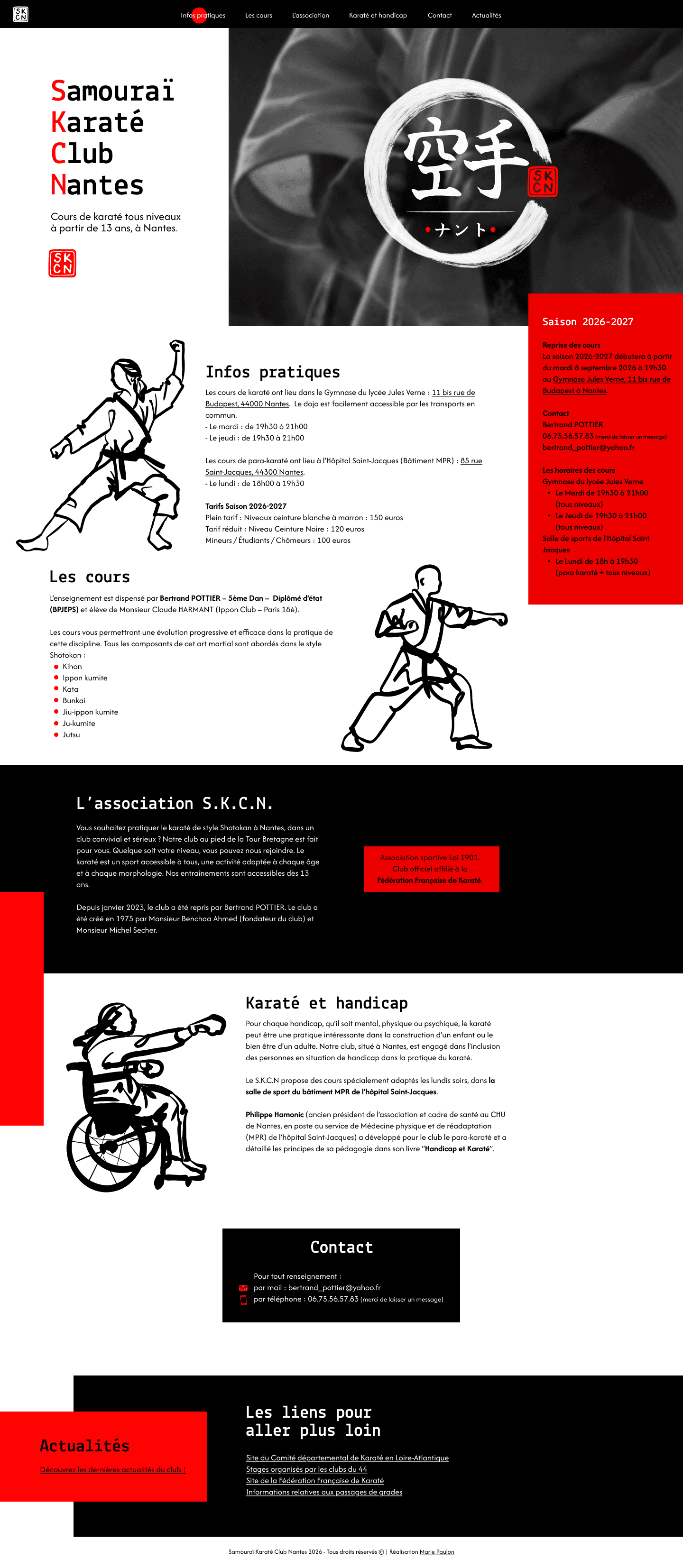 Page d'accueil du site internet du club S.K.C.N.