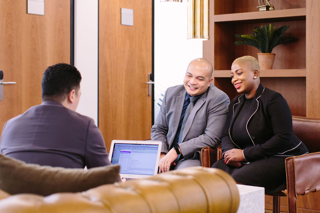 Partners discussing Business Setup in Dubai World Trade Centre (DWTC)