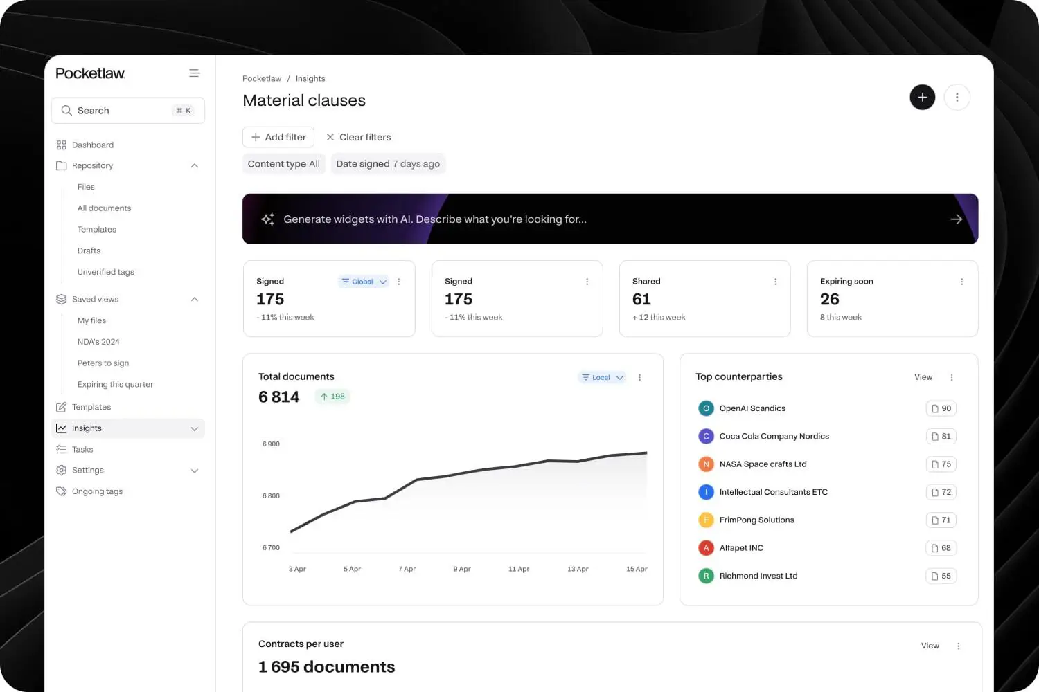 Pocketlaw Contract Insights Dashboard