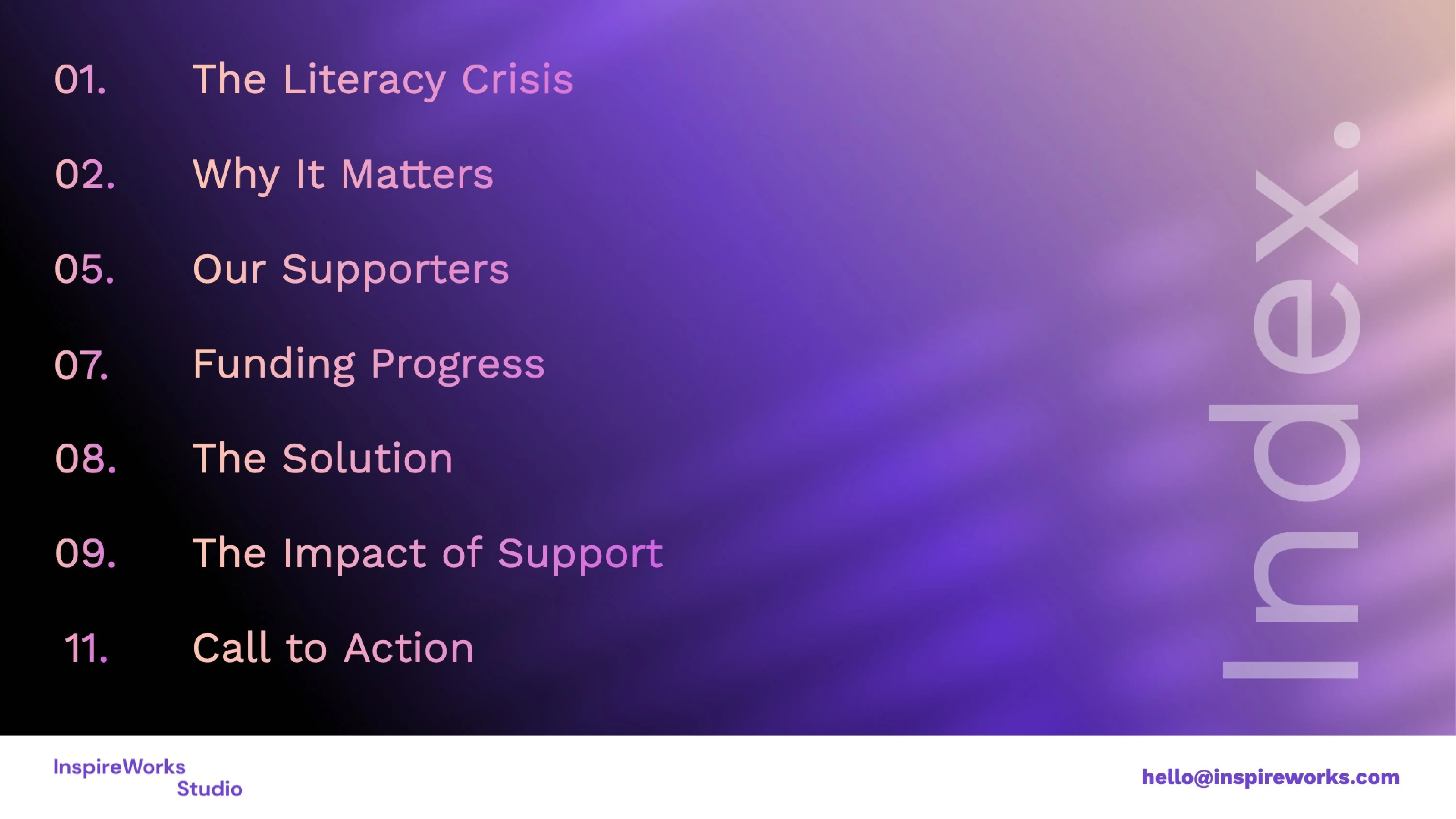 Index slide - educational project proposal template