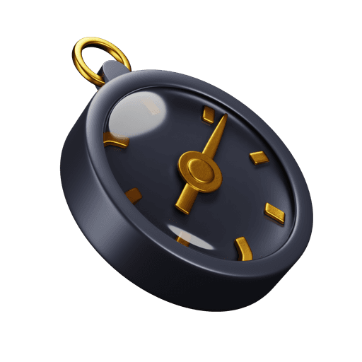 Elegant black and gold compass with a minimalist design, featuring a reflective surface and a gold ring on a dark background