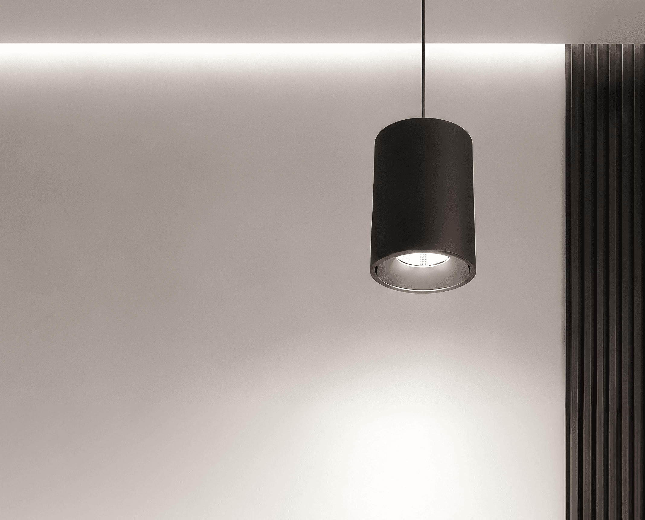 Czarna zwieszana oprawa sufitowa LED Stellar beta R3 o cylindrycznej formie z diodą COB Bridgelux