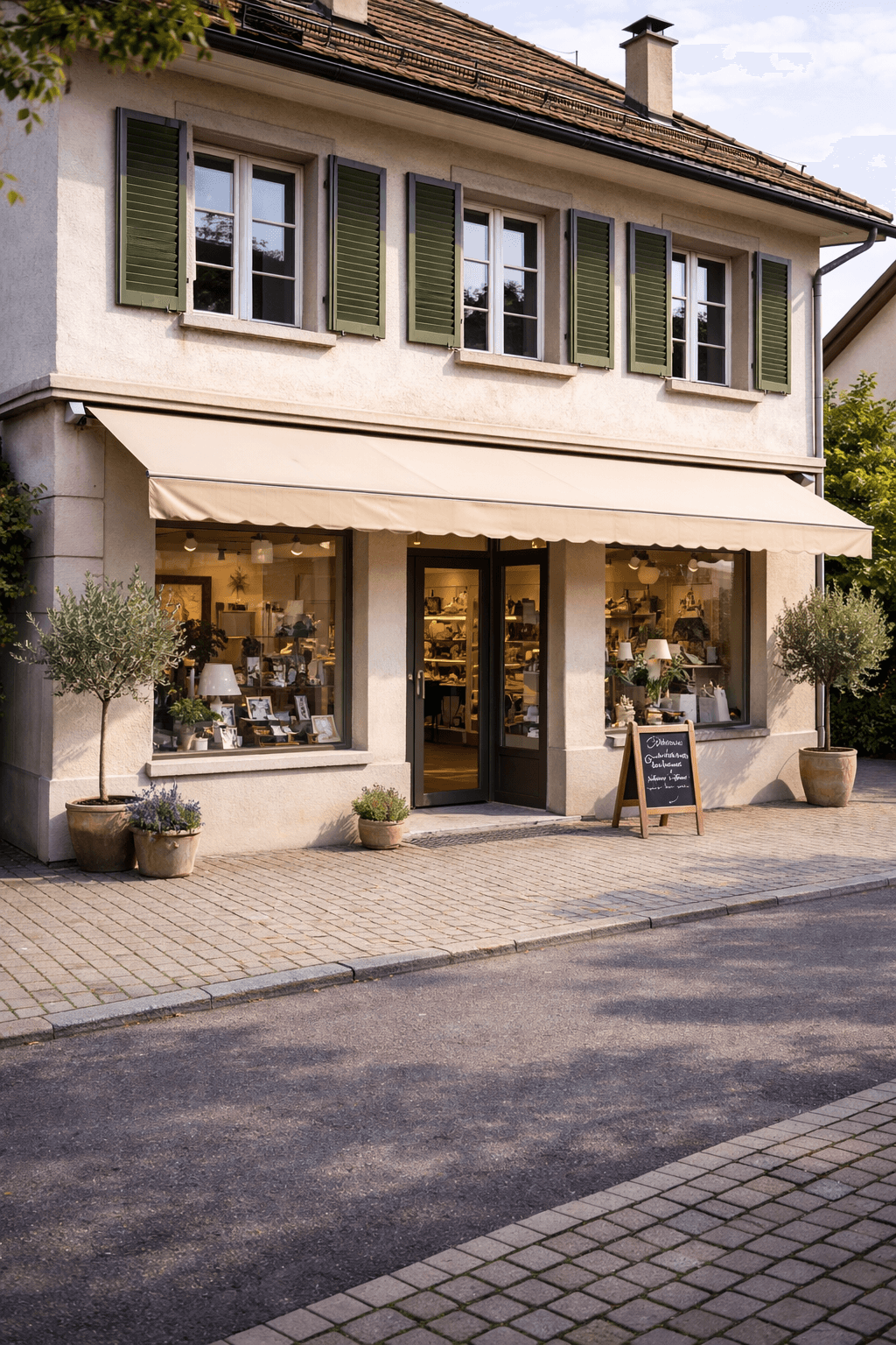 Medieval stone castle wall and tower with orange roofs against a pale sky.