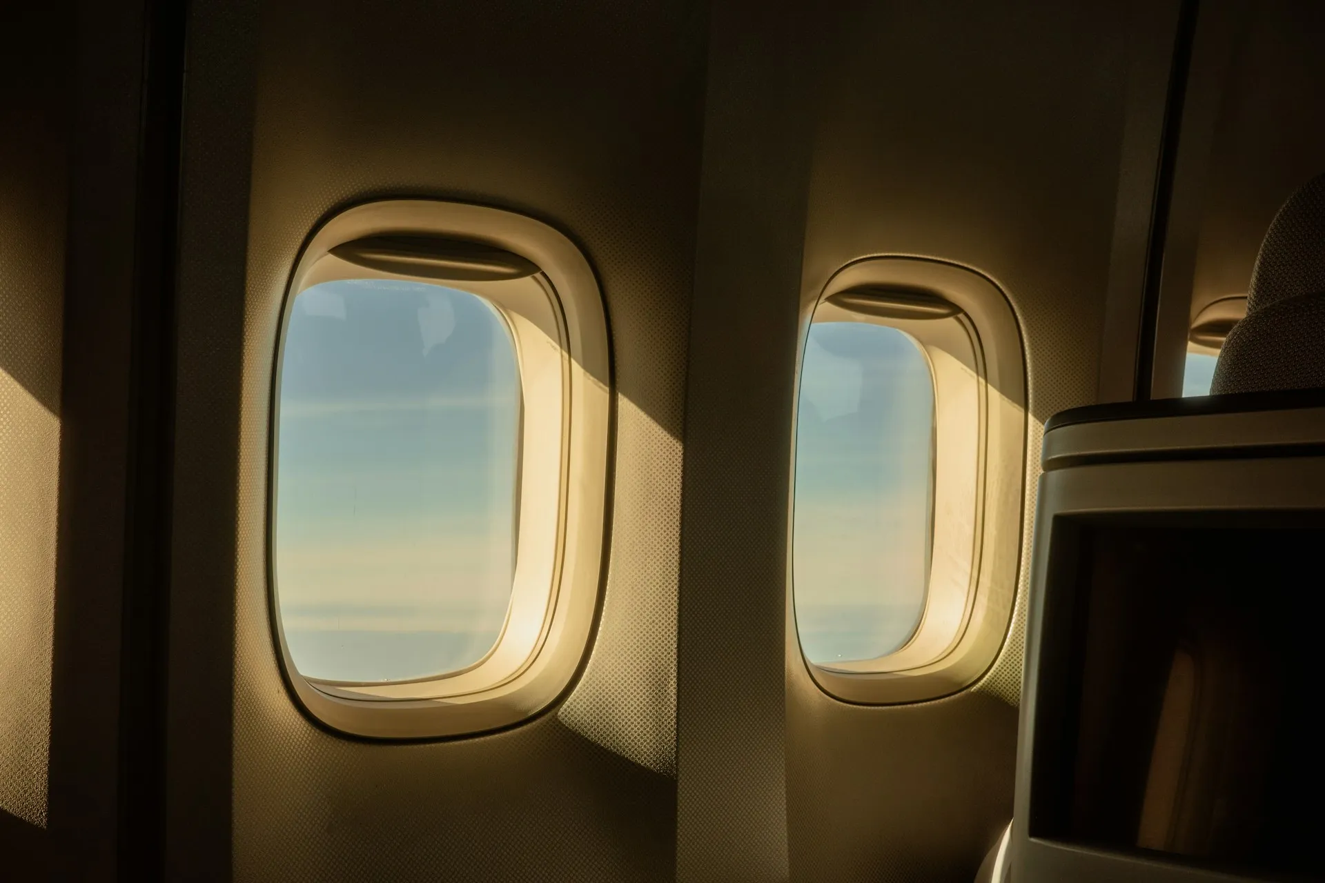 airplane seat and windows