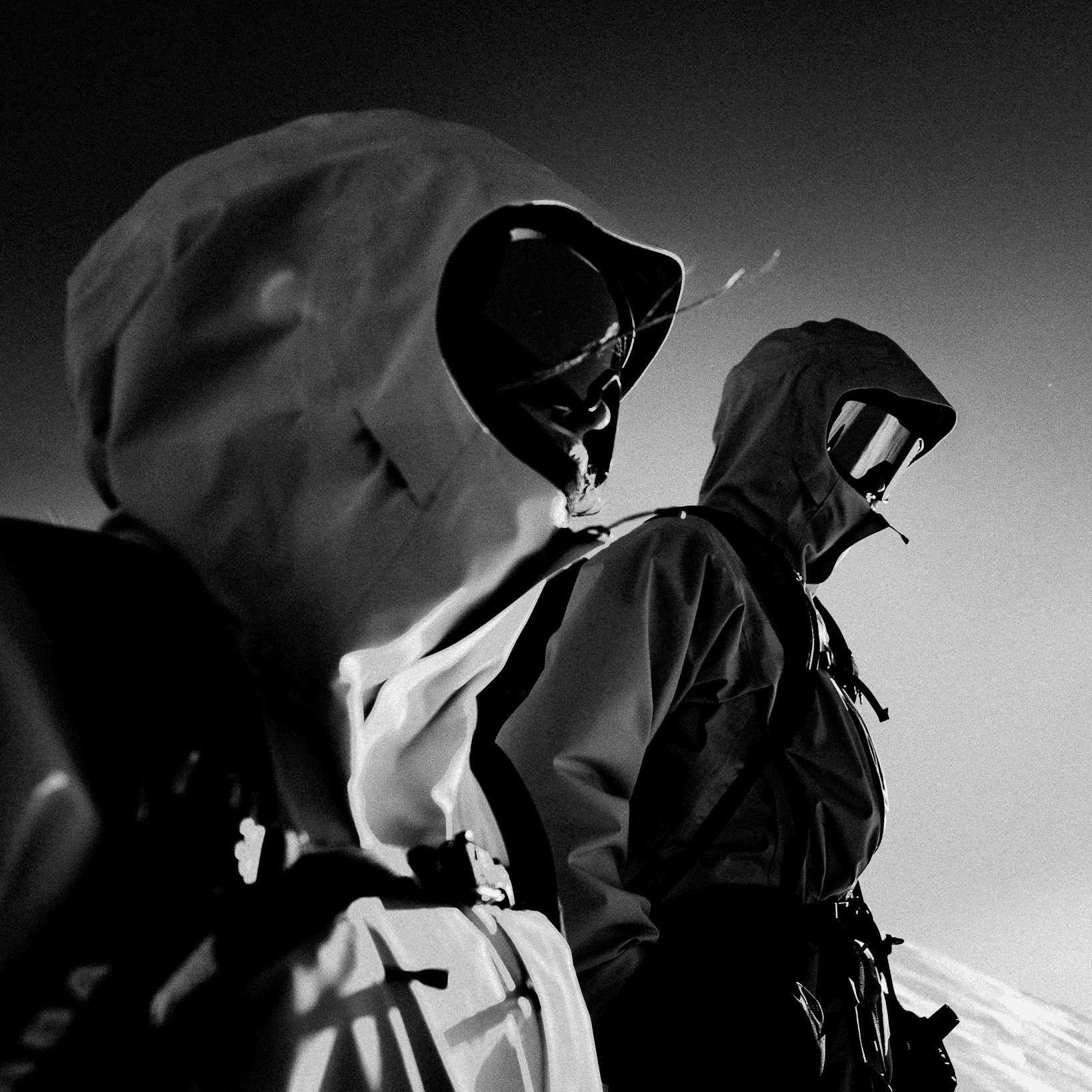 portrait of two skiers.