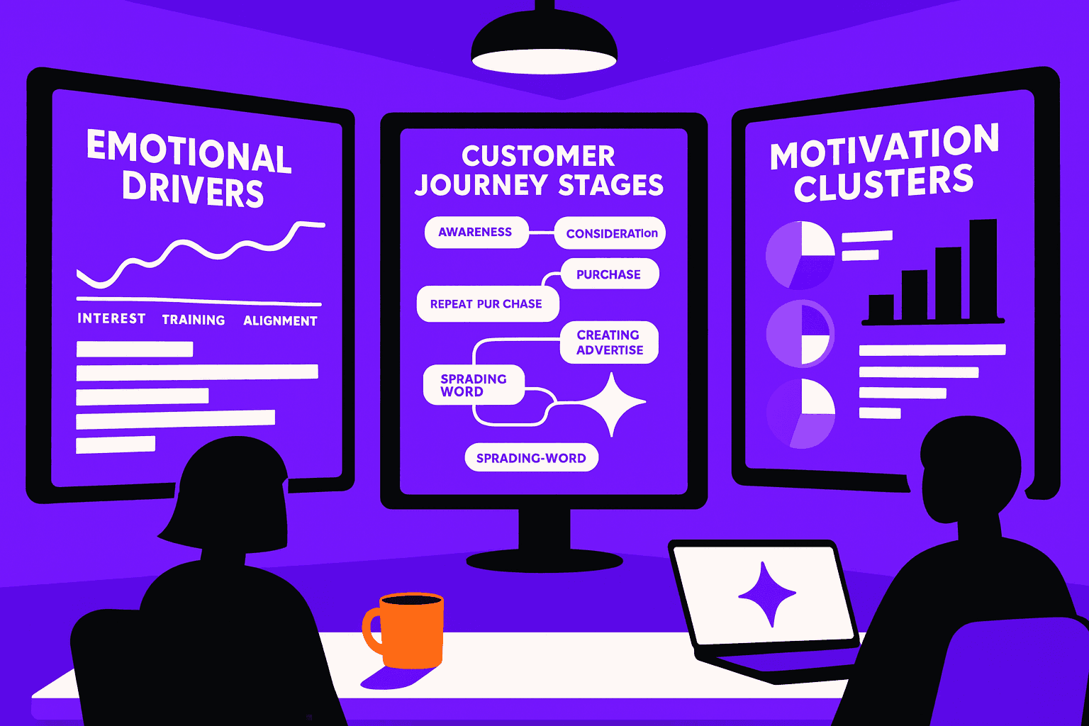 emotional drivers mapping dashboard showing persona motivations and journey stages