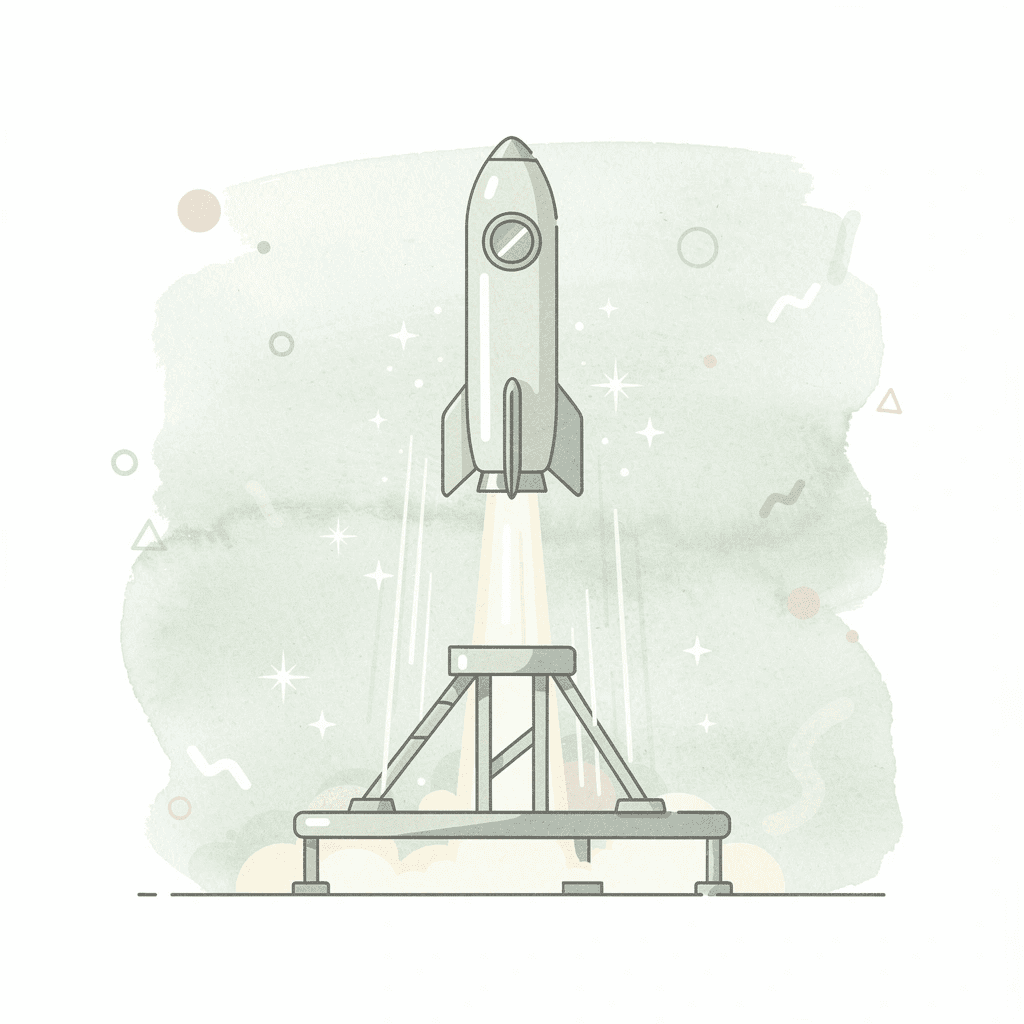 Scene illustration of a product launching upward, representing conversion growth through better visuals