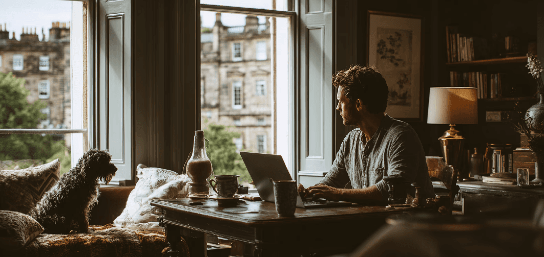 man working on laptop