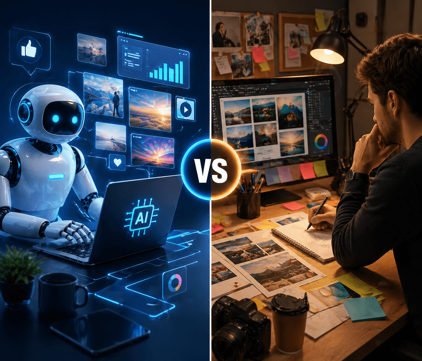 AI vs Manual Social Media Content Creation