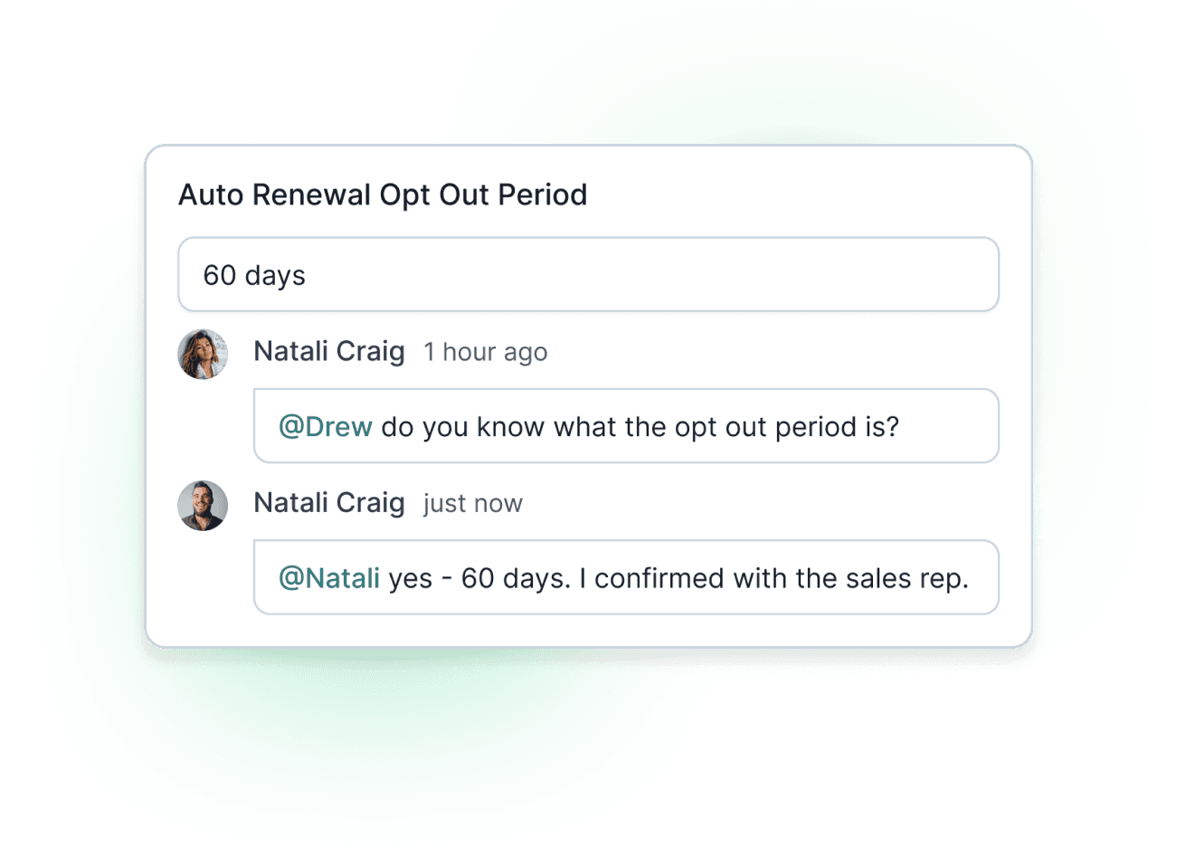 In-line chat in a BRM request.