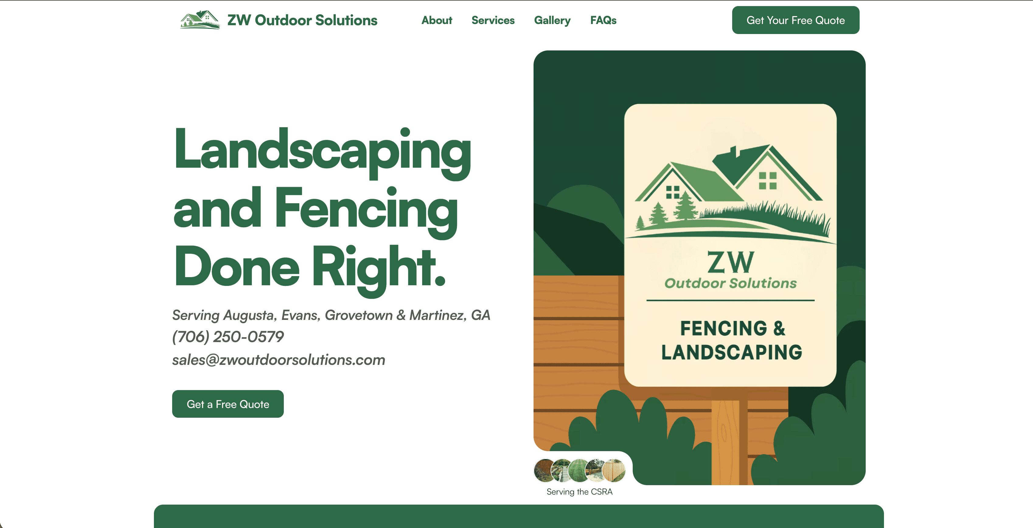 ZW Outdoor Solutions hero website screenshot
