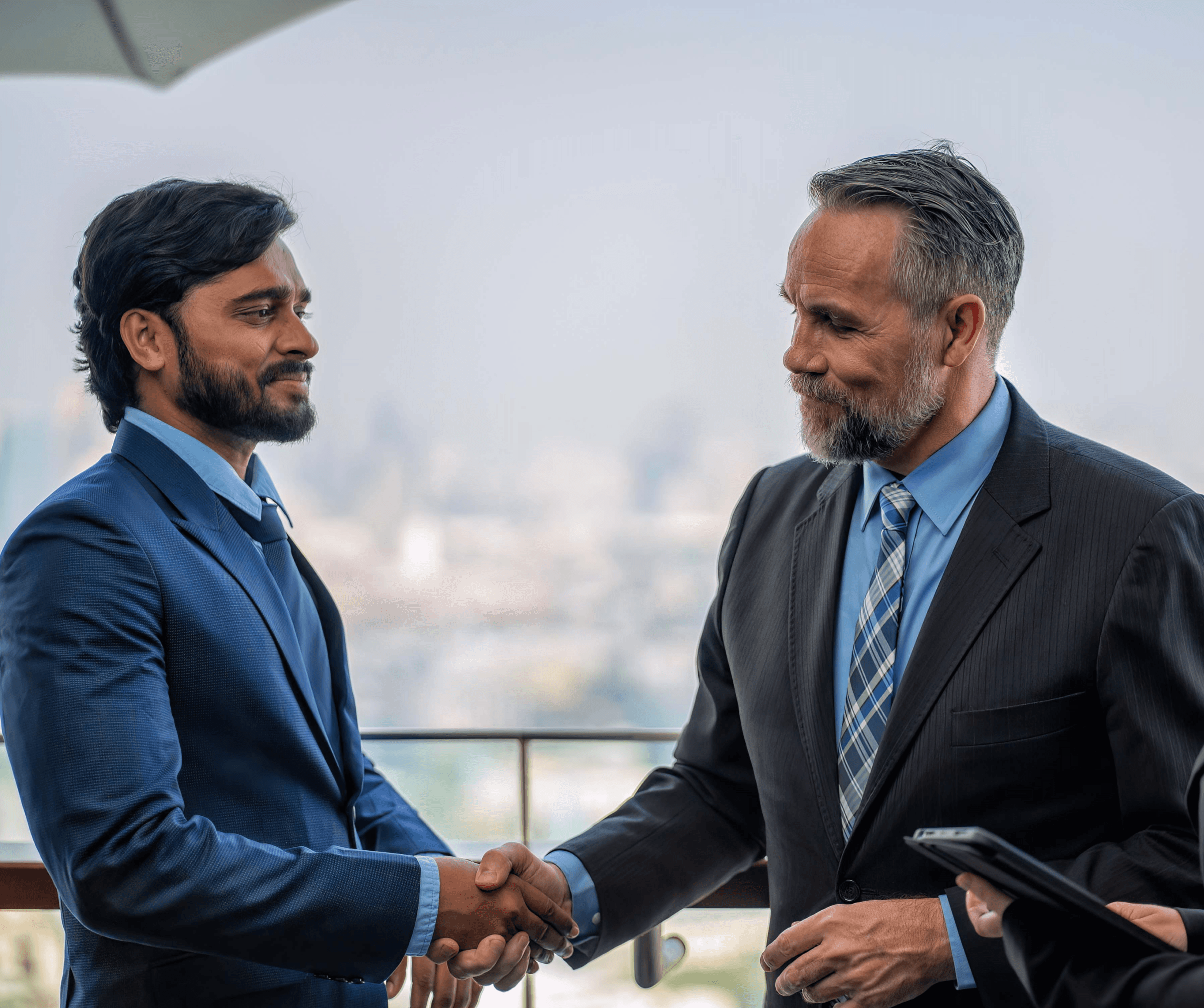 two men handshaking