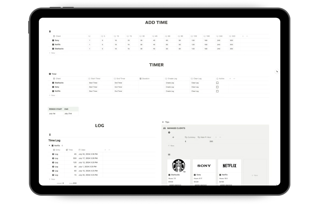 Notion Client Time Tracker Template