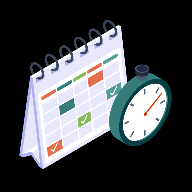 Illustration of a calendar and a stopwatch
