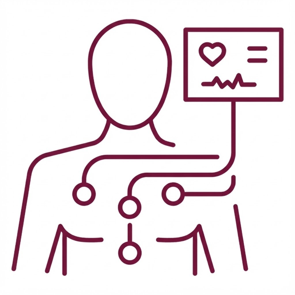 Ícone dos exames MAPA 24h e VOP para diagnóstico de hipertensão arterial, realizados pela Dra. Viviane Batista em Goiânia.