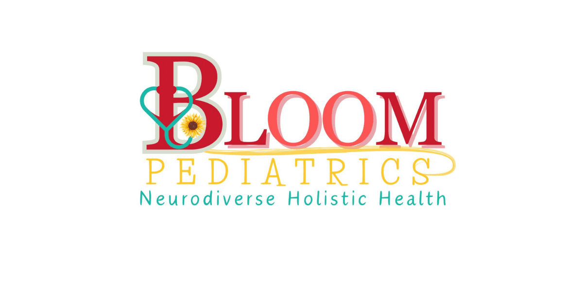 Logo of Bloom Pediatrics, highlighting a neurodiverse holistic health approach with vibrant colors and a sunflower design.
