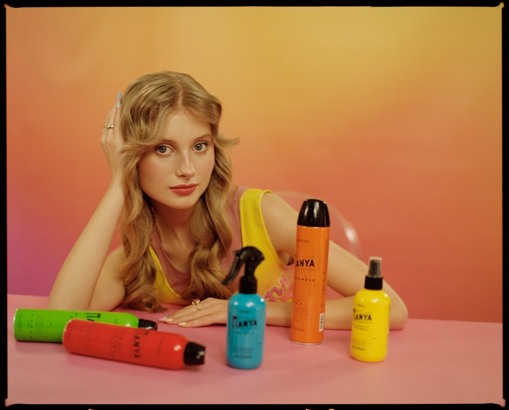 Beauty product editorial with model