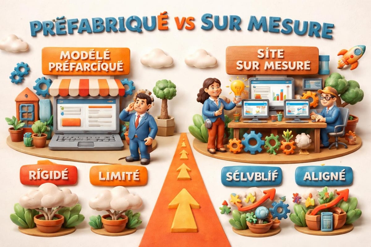 Comparison between template limitations and custom website advantages