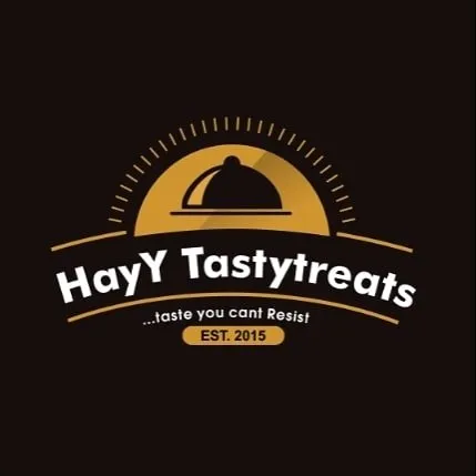 HayY Tastytreats logo: A gold restaurant cloche on a sunburst, with the text "HayY Tastytreats ...taste you can't resist EST. 2015".