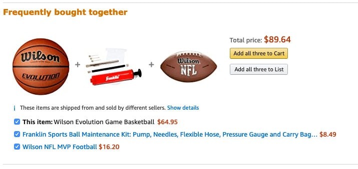 frequently bought together screenshot from amazon