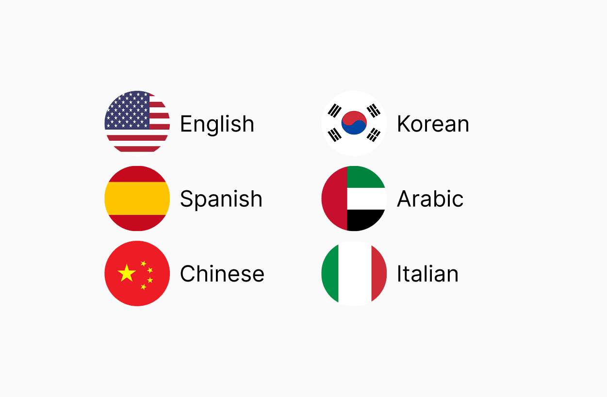 Supported languages icons
