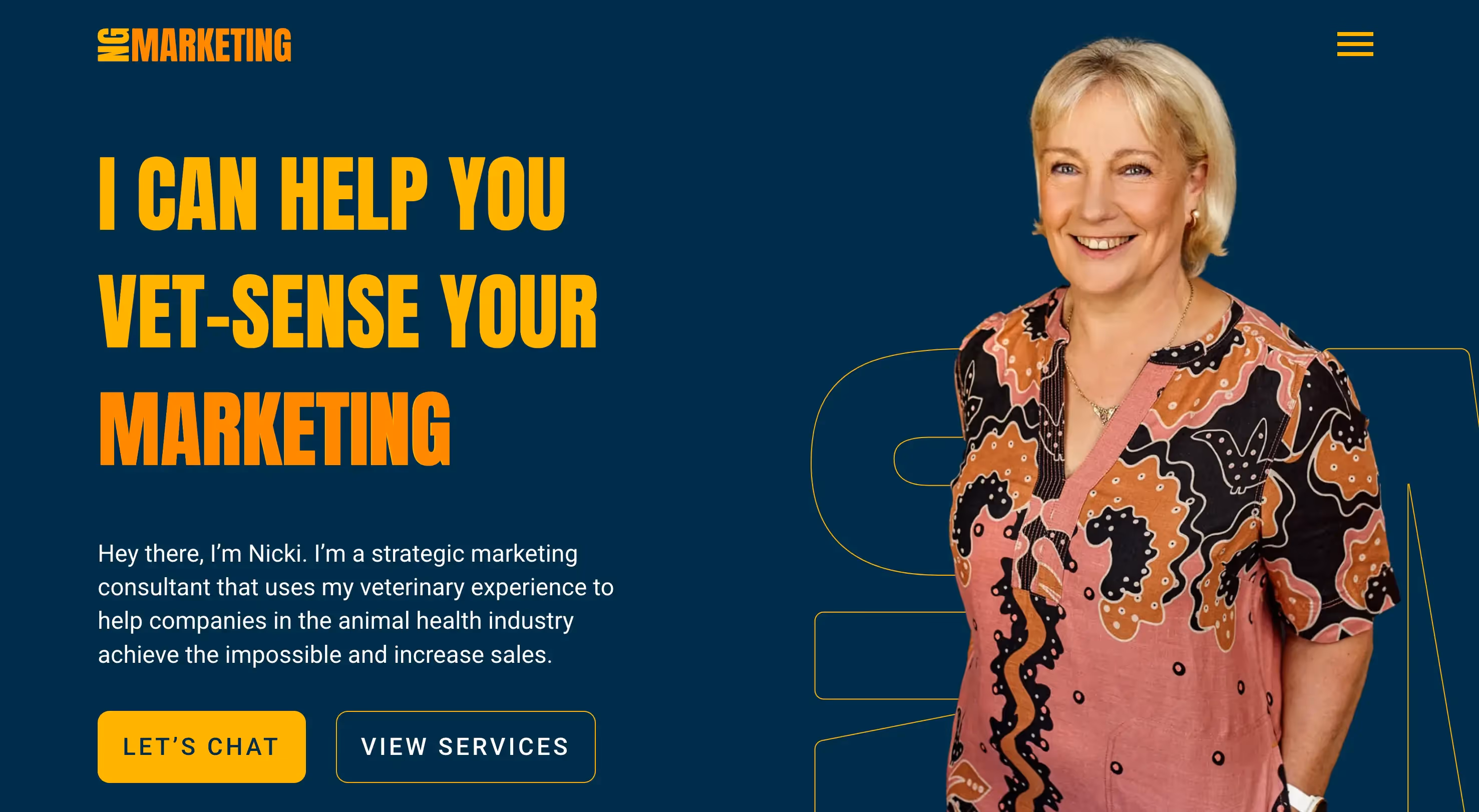 NGMarketing website section highlighting sEMARKETINS cAN hELP vET-sENSE mARKETING companies