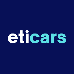 Eticars logo on dark blue background